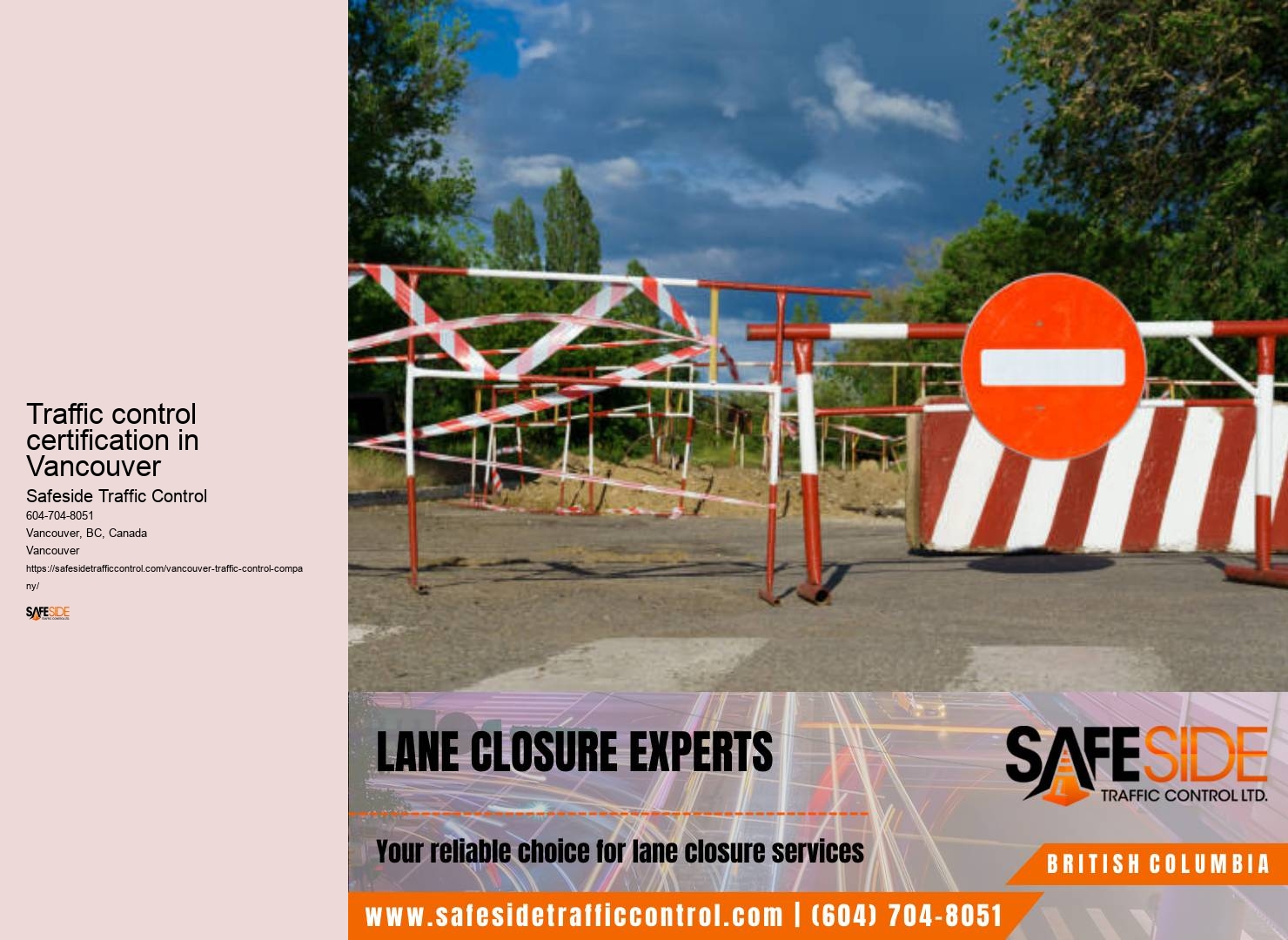 Construction zone safety solutions Traffic control certification in Vancouver