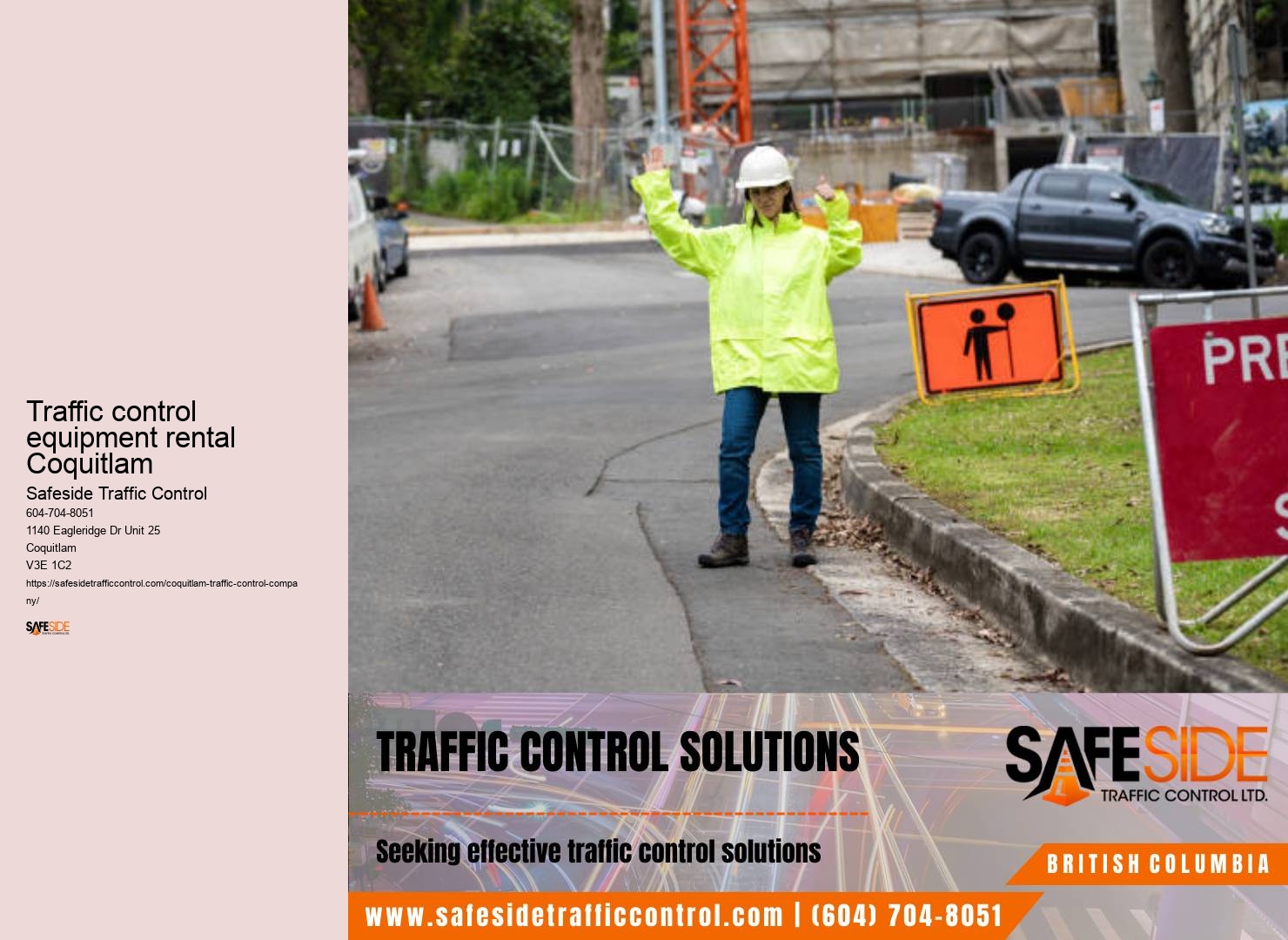 Traffic control personnel Traffic control equipment rental Coquitlam